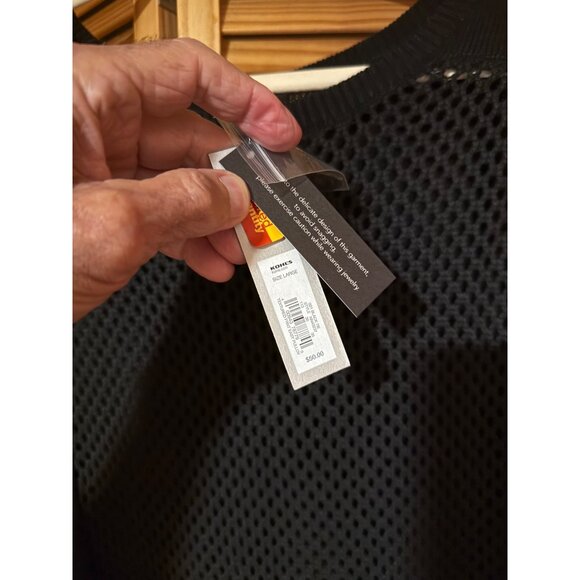 APT 9 Open-Knit Black Sweater Womens Size L Casual Chic Grunge - Picture 4 of 8